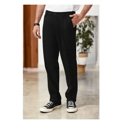 Trendyol Black Pleated Classic Baggy Fit Fabric Trousers 99793228