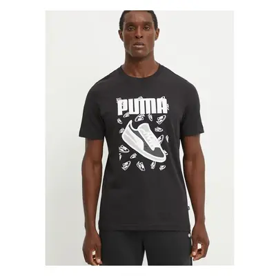 Bavlněné tričko Puma černá barva, s potiskem, 683209 99233620