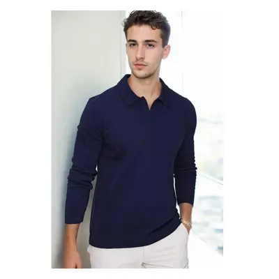 86813 Dewberry Polo Neck Long Sleeve Knitwear-Navy Blue 99788651