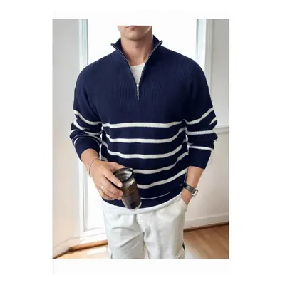 71766 Dewberry Zippered Knit Mens Sweater-NAVY 100152489