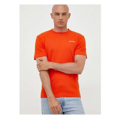 Bavlněné tričko Calvin Klein oranžová barva, K10K109894 83039650