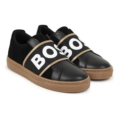 Dětské kožené sneakers boty BOSS černá barva, J51312 99254339