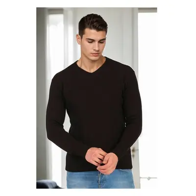 41878 Dewberry V Neck Mens Sweater-BLACK 99789066