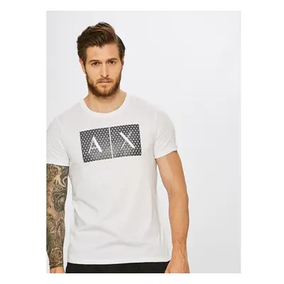 Bavlněné tričko Armani Exchange bílá barva, s potiskem, 8NZTCK Z8H4Z 51150314