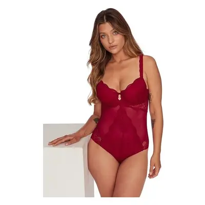 Esotiq Push-up krajkové body Tulia vínové 74997210