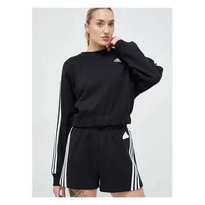 Bavlněná mikina adidas dámská, černá barva, s aplikací 77031881