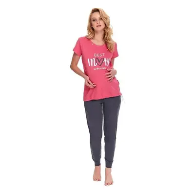 DN Nightwear Kojicí a těhotenské pyžamo Best mom růžové 46769675