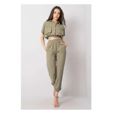 MladaModa Crop-topová souprava Janis barva khaki 70489345