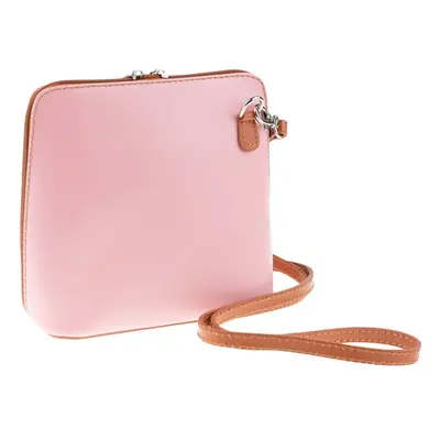 Růžová kožená italská crossbody kabelka Grana Rosa Vecchia Camel 78567371