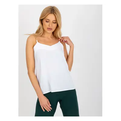 BASIC Bílý top s řetízkovými ramínky --white Bílá 77214426