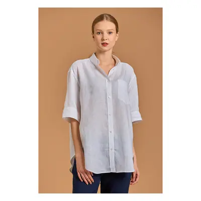 KOŠILE GANT REL SS LINEN CHAMBRAY SHIRT WHITE 81559536