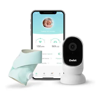 Owlet Monitor Duo – Chytrá ponožka Owlet Smart Sock 3 (Světle zelená) & kamera Owlet Cam (Bílá)