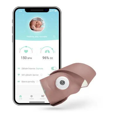 Owlet Smart Sock 3 - Chytrá ponožka 0-18 měsíců (Matně růžová)