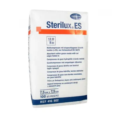 Sterilux gáza komprese nesterilní 13vl/8vr 7,5 x 7,5 cm 100 ks