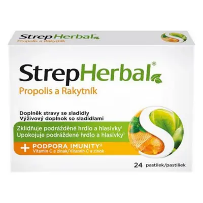 StrepHerbal Propolis a Rakytník 24 pastilek