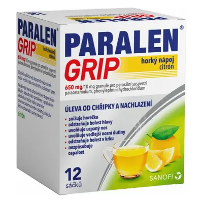 PARALEN GRIP HORKÝ NÁPOJ CITRÓN POR 650MG/10MG POR GRA SUS 12