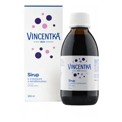 Vincentka Sirup s jitrocelem a mateřídouškou 200 ml