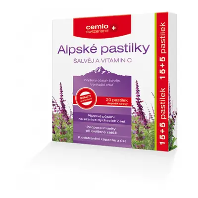 Cemio Alpské pastilky šalvěj a vitamin C pst.15+5