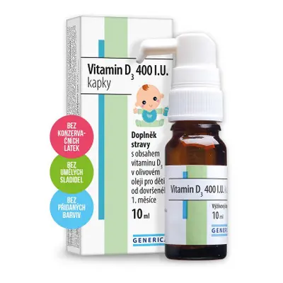 Vitamin D3 400 I.U. kapky 10 ml Generica