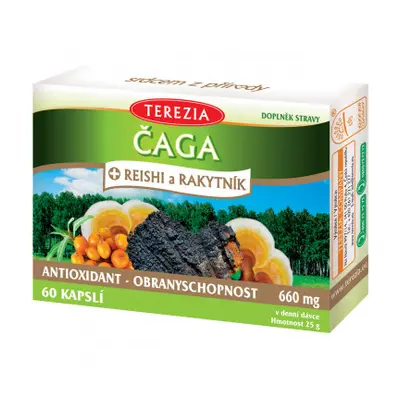 Terezia Company Čaga Reishi a Rakytník 60 kapslí