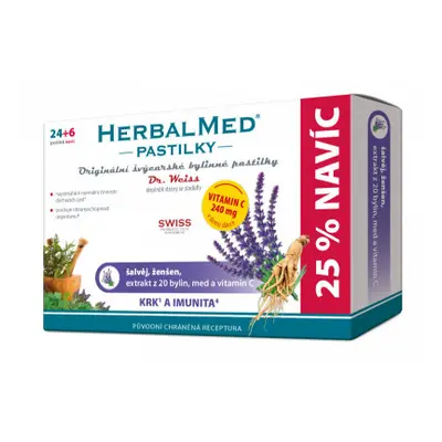 Herbalmed pastilky Dr.Weiss šalvěj ženšen a vitamin C 30 tablet