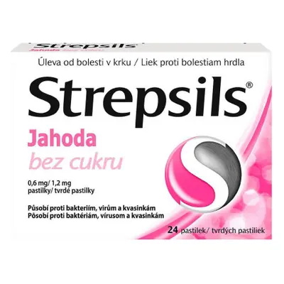 STREPSILS JAHODA BEZ CUKRU ORM 0,6MG/1,2MG PAS 24