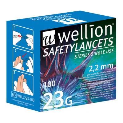 Wellion safety lancets 23G jednoráz. bezp. jeh. 100 ks