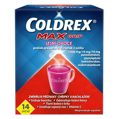 COLDREX MAXGRIP LESNÍ OVOCE POR 1000MG/10MG/70MG POR PLV SOL SCC 14 II