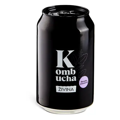 Kombucha posvátná bazalka přirozeně perlivá s živými probiotiky 330 ml