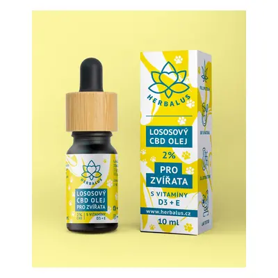 Herbalus Lososový CBD olej 2% pro zvířata - s vitamíny E+D3 10 ml