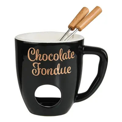 CHOCOLATE FONDUE Hrnek se 2 vidličkami - černá