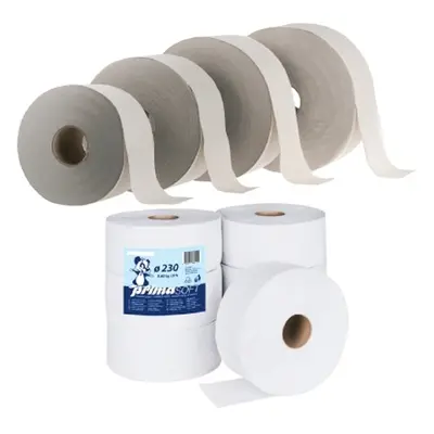 Papír toaletní Primasoft Jumbo, 1vrstvý, recykl, o 23 cm, 180 m, šedý, 6 ks