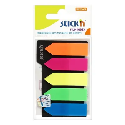 Záložka samolepicí Stick'n Hopax, 42x12, plastová šipka, neonové barvy, 5x25 ks