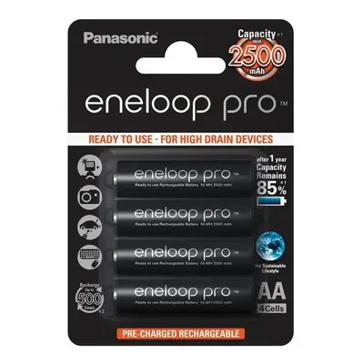 Baterie tužková Panasonic, HR6/4BE, 2500mAh, Eneloop Pro, nabíjecí, bal, 4 ks