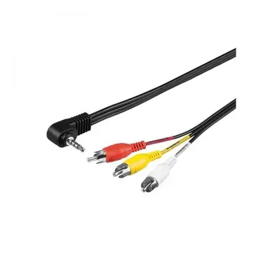 Logo Audio/Video kabel Jack (3.5mm) samec - 3x CINCH samec 1.5m 4-pólovy jack 90° černý