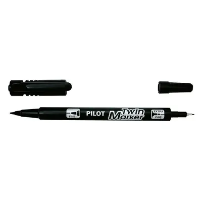 Popisovač permanentní Pilot Twin Marker, 2,0 mm / 0,8 mm, dvouhrotý, černý