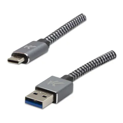 Logo USB kabel (3.2 gen 1) USB A samec - USB C samec 1m šedý 5 Gb/s, 5V/3A kovové opletení, hli