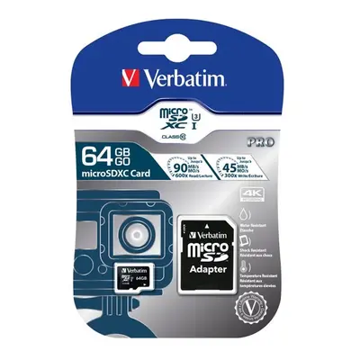 Verbatim paměťová karta Micro Secure Digital Card Pro U3 64GB UHS-I U1 (Class 10) 47042