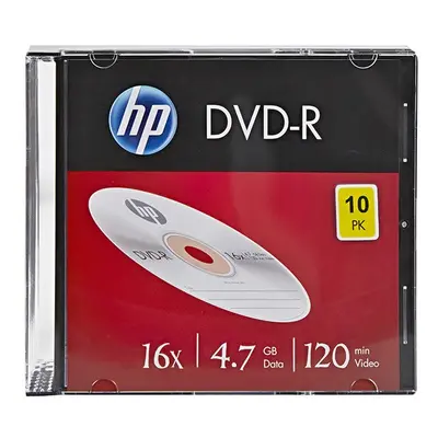 HP DVD-R bez možnosti potisku DME00085-3 4.7GB 16x slim case 10-pack