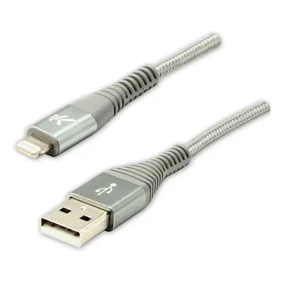 Logo USB kabel (2.0) USB A samec - Apple Lightning samec 1m stříbrný MFi certifikace, 5V/2,4A n