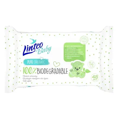 Ubrousky dětské Linteo Baby Biodegradable, vlhčené s aloe vera, 48 ks