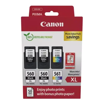 Photo Pack Canon PG-560XL2+CL-561XL (Černý a barevný) +Ph 3712C012 - Originál