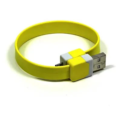 USB kabel (2.0) USB A samec - microUSB samec 0.25m žlutý náramek