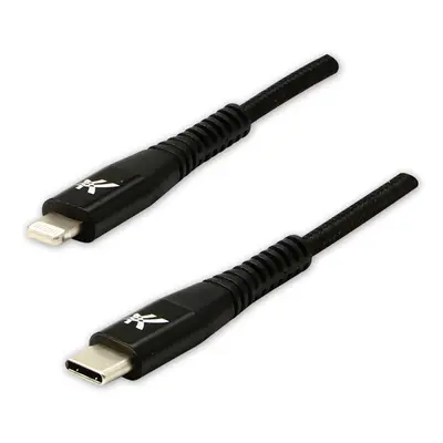 Logo USB kabel (2.0) USB C samec - Apple Lightning samec 2m černý MFi certifikace, 5V/3A nylono