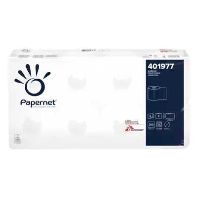 Papír toaletní Papernet Superior 401977, 3vrstvý, celulóza, o 12 cm, 27,5 m, 250 útržků, bílý, 8