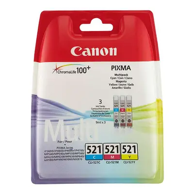 Zásobníky - Multi Pack Canon č.521 - CLI-521CMY (Azurové, purpurové, žluté) 2934B007 - Originál