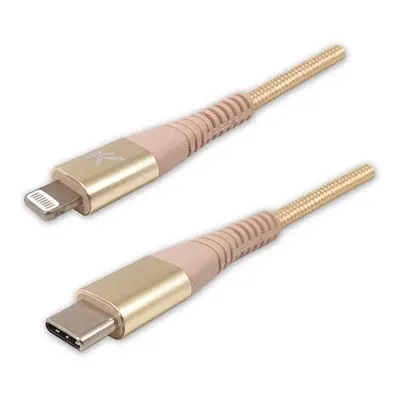 Logo USB kabel (2.0) USB C samec - Apple Lightning samec 2m zlatý MFi certifikace, 5V/3A nylono