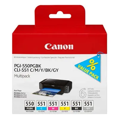 Zásobníky - Multi Pack Canon č.550, č.551 - PGI-550+551CMYBkGy (Černé, foto černé, azurové, purp