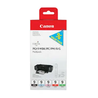 Zásobníky - Multi Pack Canon č.9 - PGI-9-Photopack (černé, sv. azurové, sv. purpurové, červené, 