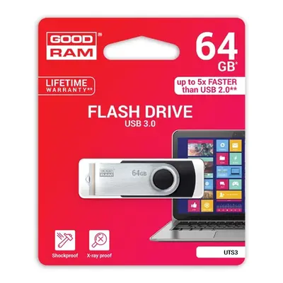 Goodram USB flash disk, 3.0, 64GB, UTS3, černá, UTS3-0640K0R11